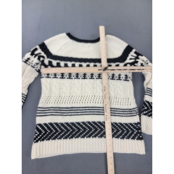 American Eagle Outfitters Sweater Womens Medium Black White Fair Isle Crewneck - Picture 10 of 14